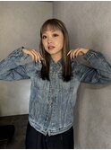 アッシュベージュ×毛先カラー
