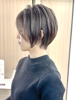 ロンドシエル 横浜(Lond ciel)&nbsp;ミニウルフチェリーブラウンブリーチなしショートボブ前髪/横浜