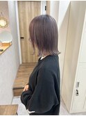 ダブルカラーラベンダーグレージュ切りっぱなしボブ