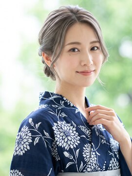 と和 巣鴨 【30代】浴衣髪型・知的ツイストシニヨン×透明感グレージュ