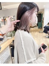 ピンクグレージュ☆【可愛らしい印象が好きな方に♪】[ブリーチ/ダブルカラー/インナーカラー/ボブ/吉祥寺]