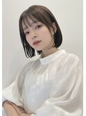 大人ガーリー チョコレート 小顔カット ボブ 薄めバング t428