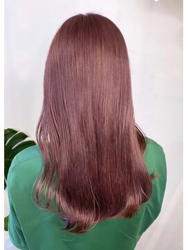 ピークスヘア(peaks hair) ラベンダーピンクうる艶カラーデザインカラーピンクベージュ