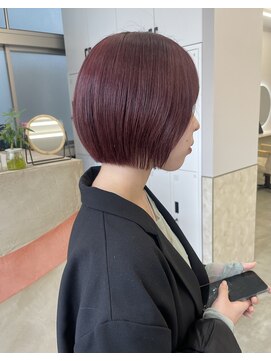 サンド 鹿児島中央(sand) @ayumi_sand ミニボブ　ボブ　レッドブラウン