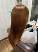 艶髪/ストレートロング/モテ髪/マロンブラウン/オレンジベージュ