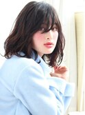 大人ガーリーダークアッシュミディアムレイヤーカットブリーチ
