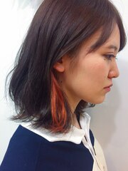 【Astar】ピンキッシュオレンジ インナーカラー ブリーチ