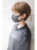 大人可愛い20代30代40代黒髪前下がりショートボブ丸みショート◎