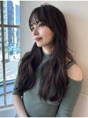 フェミニンロングウェーブミディアム2wayバングレイヤーカット