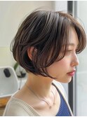 イメチェン 外ハネ ボブ 美髪 ワイドバング ブルーブラック