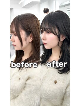 アマトウキョウ アユンチェ(AMA TOKYO×AYUNCHE) 前髪顔まわり韓国ヘアレイヤーカットサイドバンク2wayバンク韓国