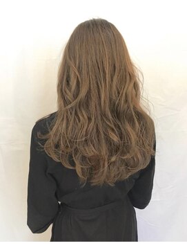 ルッソリベラ 池袋(Lusso libera) ルーズウェーブ×レイヤーカット×アプリコットオレンジ