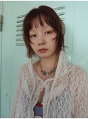 レイヤーボブ/オレンジブラウン/ブリーチなしカラー〇20代30代
