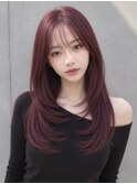 韓国レイヤーカット 赤髪 髪質改善 SAYAKA