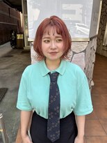 ビーハイブ 仙台駅前店(Behive)&nbsp;ブリーチ×オレンジピンク×ボブ