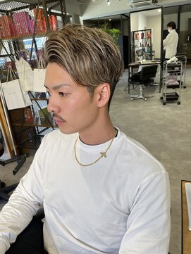 ナンバー(number+) 20代30代メンズアップバング清潔感爽やかビジカジハイライト