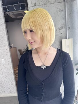 ラニヘアサロン(lani hair salon) ペールイエロー/ケアブリーチ/ダブルカラー/ボブ/レイヤーカット