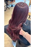 20代30代ダブルカラーシアーピンクミディアム外ハネ