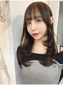 チョコレートブラウン/レイヤーカット/ハッシュカット/韓国ヘア
