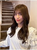 オリーブアッシュ透明感艶ゆる巻スタイル