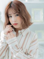 モッズヘア 越谷(mod's hair) ミルクティーピンクくせ毛風ゆるふわミディh4越谷20代30代40代