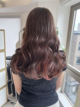 ビビディ バビディ ブー 河原町三条店(Bibbidi.bobbidi.boo) 透明感ブリーチ無しダブルカラーピンクインナー韓国風レイヤー