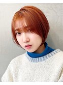 【Say.福岡】丸みショート×オレンジベージュ×ダブルカラー