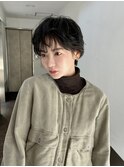 黒髪ショート／ニュアンスパーマ/前髪パーマ