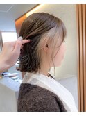 ホワイトグレージュミニウルフデジタルパーマチェリーブラウン