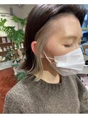 イヤリングカラー ベージュ 切りっぱなしボブ 大和西大寺