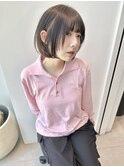 【馬場】大人黒髪前下がり内巻きミニボブワンカール
