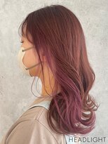 アーサス ヘアー デザイン 国立店(Ursus hair Design by HEADLIGHT) イメチェンウェーブパーマ×ピンクインナーカラー／こなれミディ