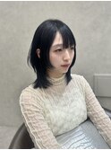 ホワイトブロンド/外ハネボブ/美髪/ワイドバング/ブルーブラック