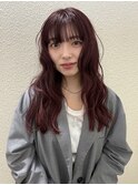 【YOKE】チェリーレッドワインレッドパーマ風ブリーチなし