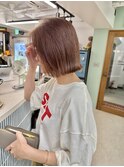 切りっぱなしボブタッセルボブケアブリーチダブルカラー韓国ボブ