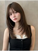 20代30代レイヤーカットミディアム韓国ヘア美髪顔まわりレイヤー