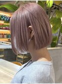 渋谷タッセルボブダブルカラーピンクベージュピンクアッシュ◆