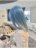 水色ペールブルーハイトーンカラーブリーチカラー派手髪