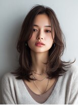 ロッソ 大橋店(Rosso) 深めブラウンのふんわりレイヤーミディ【大橋】