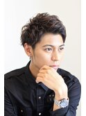 ワイルドアップバングソフトツーブロックくせ毛風パーマ