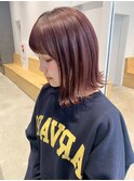 ピンクブラウン_厚めバングローライトスリークボブ_ba276941