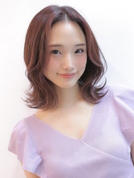 アグ ヘアー フラワー 葛西店(Agu hair flower) 《Agu hair》ラズベリーカラーが可愛いフェミボブ