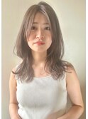 20代30代40代斜めバング×グレージュカラー×大人外ハネくびれg