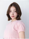 大人かわいい前髪セシルカットココアブラウンフリンジウェーブ