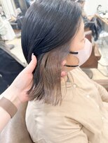 ネオリーブアイム 横浜西口店(Neolive aim)&nbsp;見せるインナーカラー グレージュ 結べるボブ【横浜】k