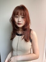 レイヤーカット　ロングレイヤー　暖色カラー