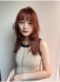 レイヤーカット ロングレイヤー 暖色カラー
