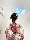 成人式ヘアアレンジセットカチモリポニー韓国