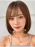 ホワイトグレージュミニウルフデジタルパーマチェリーブラウン
