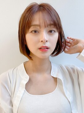 エトラ 渋谷店(etora) 前髪 外ハネボブ くびれヘア  アプリコットオレンジ"